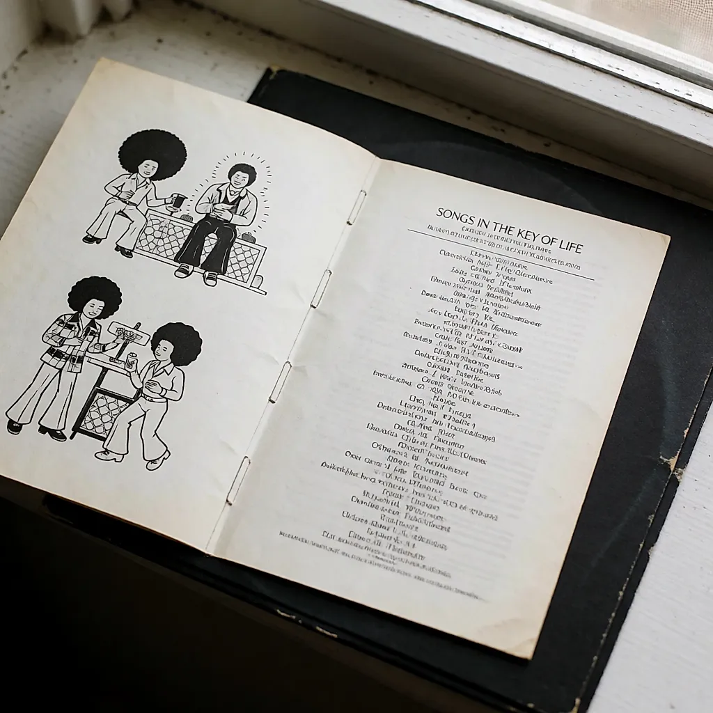 Illustration générée représentant un livret de paroles et de crédits